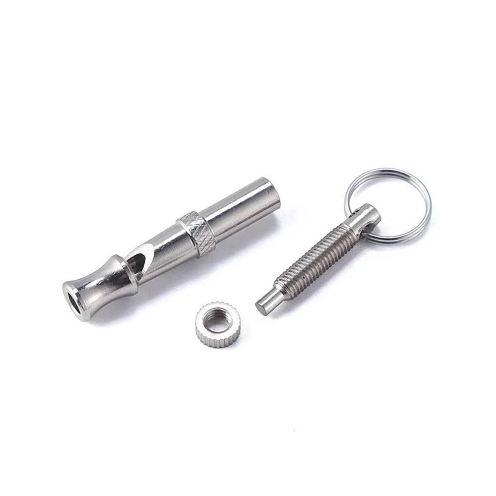Dog Whistle Pet Training Whistle Stainless Steel Silver Portable Adjustable Ultrasonic Cat/Dog Behavior Training Aid Tool