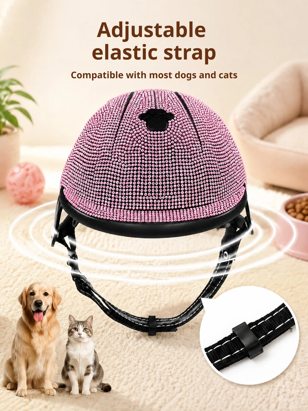 Pet Safety Helmet for Dogs Cats, Hard‑Shell Small Pet Riding Helmet, Protective Cap for Bicycle Motorcycle Outdoor Travel, Comfo