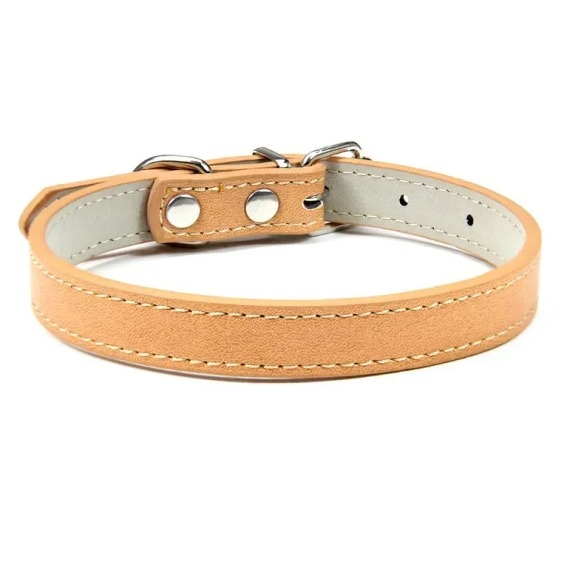 PU Leather Pet Collar for Cats & Dogs Adjustable Outdoor Walking Neck Collar Comfortable Non-restrictive Quick On & Off