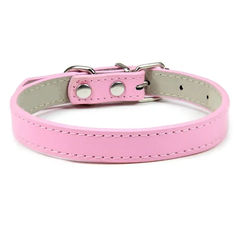 PU Leather Pet Collar for Cats & Dogs Adjustable Outdoor Walking Neck Collar Comfortable Non-restrictive Quick On & Off