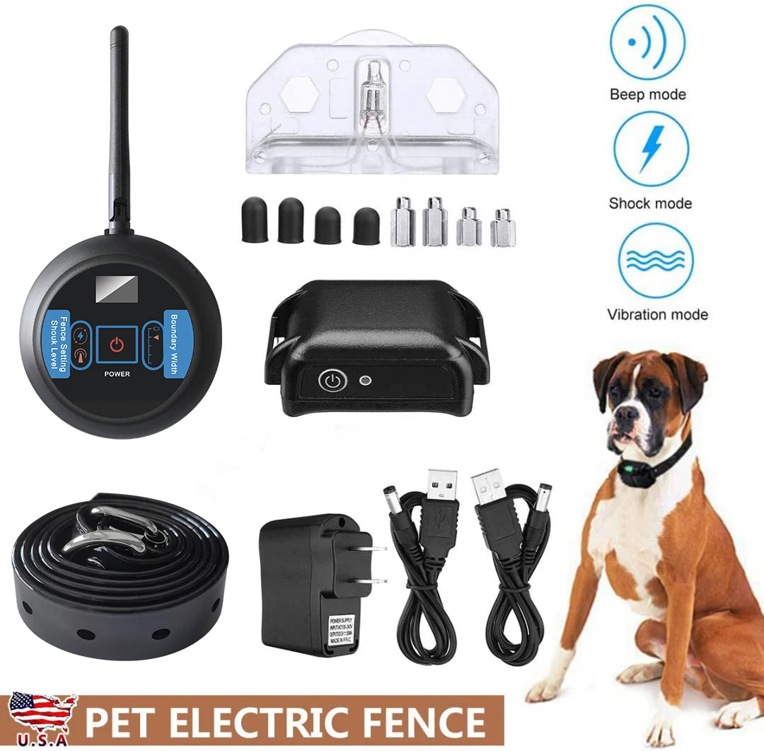 Wireless Containment System Pet Fence Boundary Electronic Shock Static Correction Training Electric Collar Outdoor Safety Perime