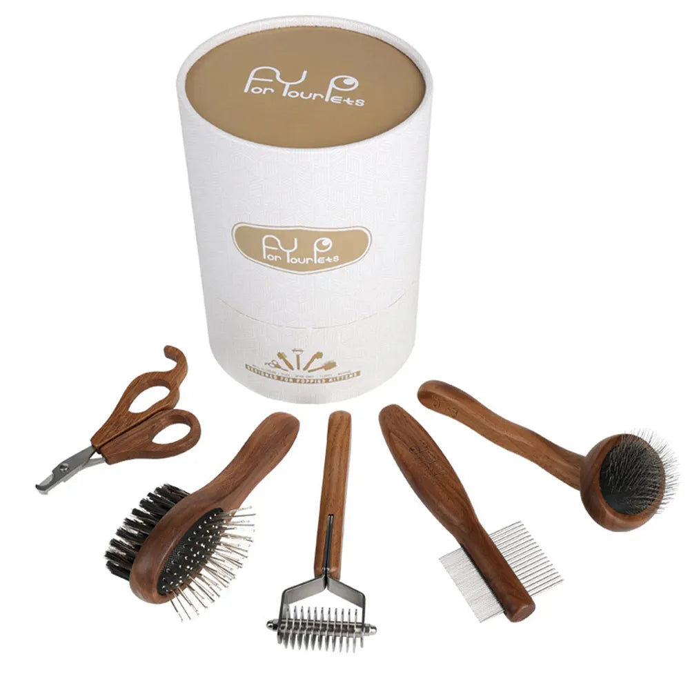 Pet Grooming Kit For Cats & Dogs Includes Detangling Comb Nail Clipper Brush Deshedding Comb Flea Comb Cat Grooming Bucket