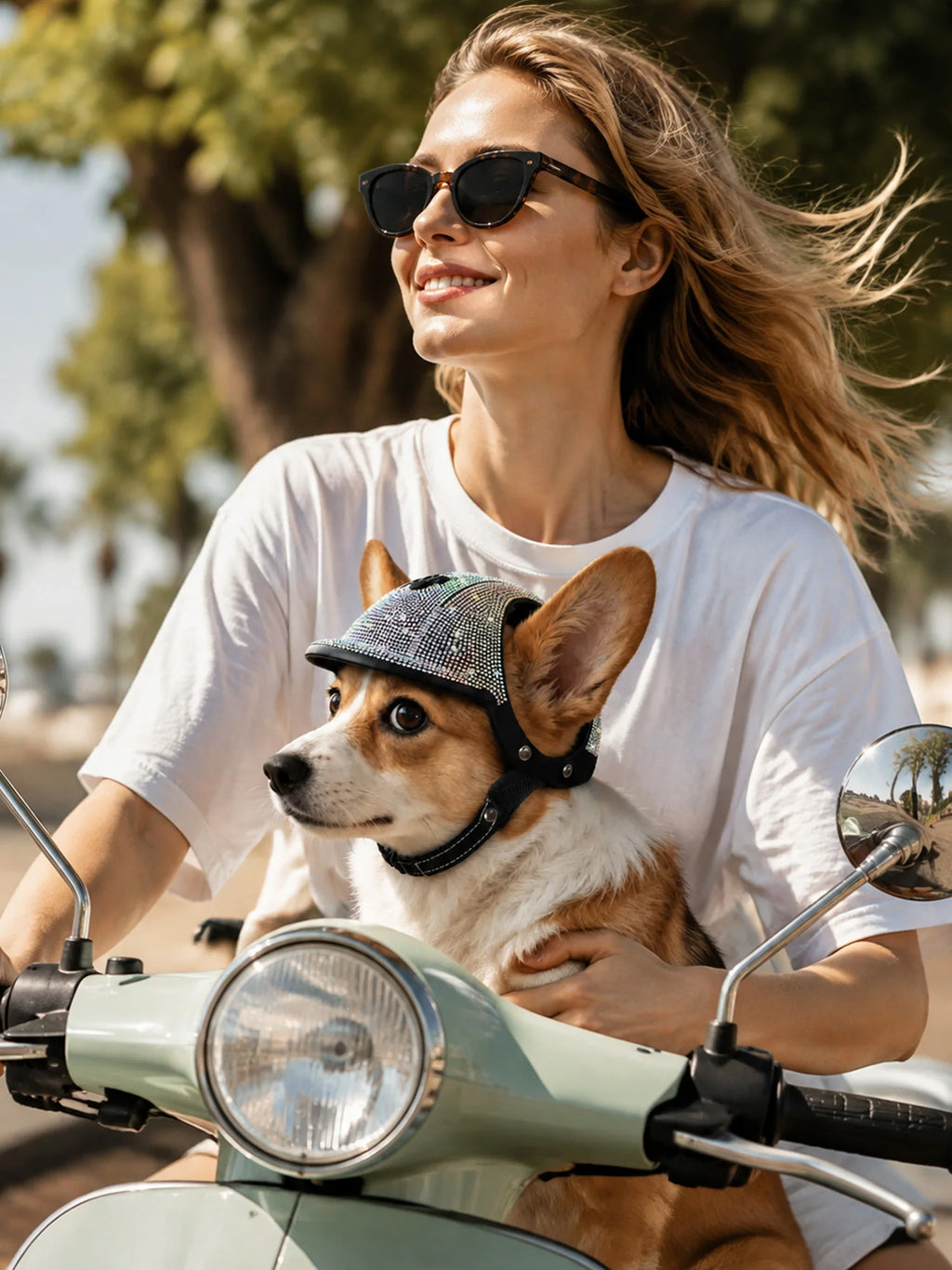 Pet Safety Helmet for Dogs Cats, Hard‑Shell Small Pet Riding Helmet, Protective Cap for Bicycle Motorcycle Outdoor Travel, Comfo