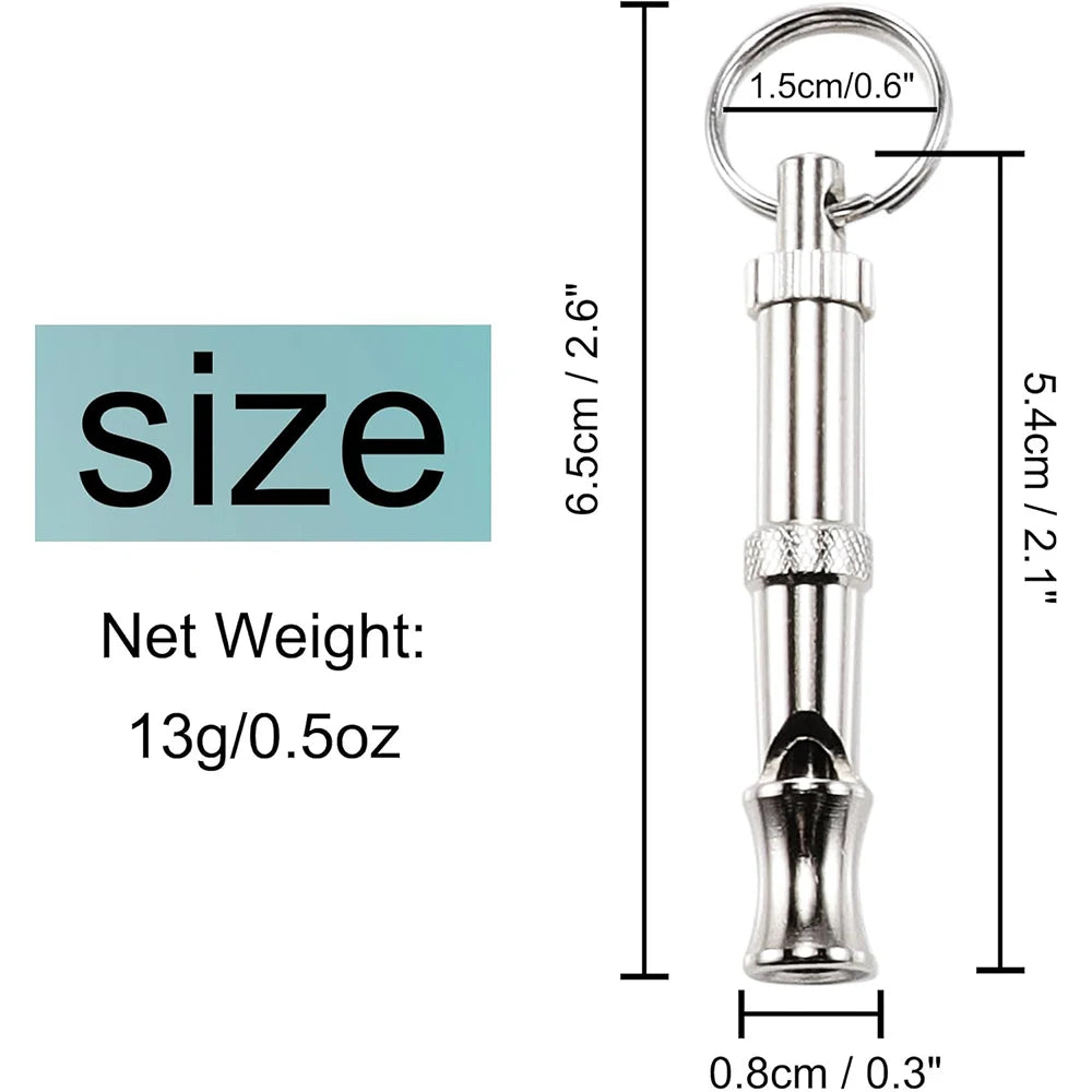 Dog Whistle Pet Training Whistle Stainless Steel Silver Portable Adjustable Ultrasonic Cat/Dog Behavior Training Aid Tool