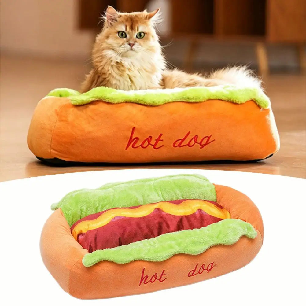Pet Bed Hot Dog Shaped Dog Lounger Cat Sleeping Cushion Soft Fiber Puppy Warm House Removable Washable Beds for Cats Dogs