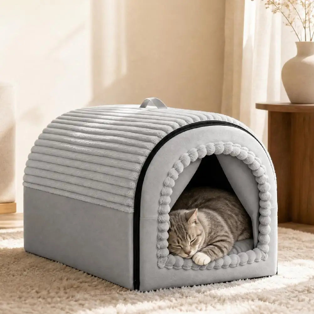Pet Bed House Cushion Suitable for Small Medium Large Pets Foldable Pet House Removable Washable Cat Bed Indoor Warm Doghouse ﻿