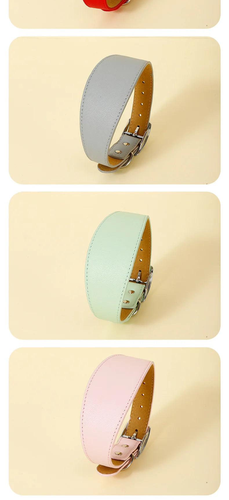 Wide Leather Dog Collar for Small Medium Large Dogs, Greyhound Deerhound Lurcher Whippet Dachshund Collar Pet Accessories