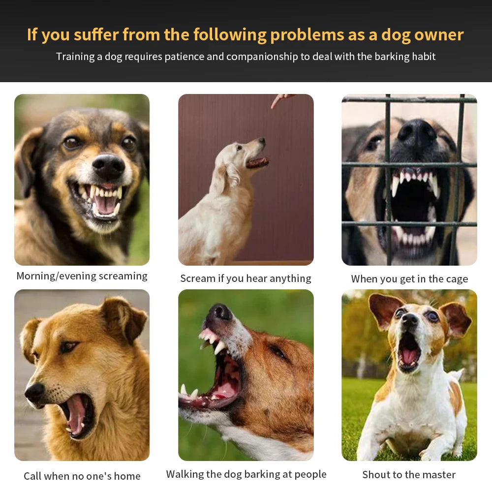 Pet Dog Training Collars Auto Anti-Bark Collar USB Rechargeable 7 Intensities Safety Static Shock Humane Sound Sensor