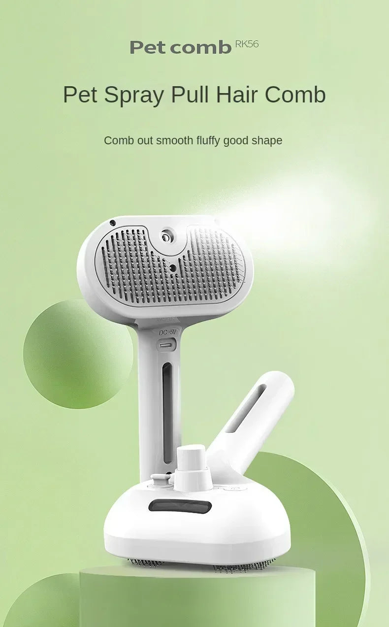Multifunctional Pet Grooming Tool Combines Steam Spray Floating Hair Removal and Styling for Cats and Dogs All in One Device