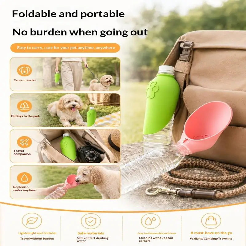 Silicone Leakproof Pets Travel Water Dispenser Portable Pet Feeder Outdoor Drinking Bowl Durable Puppy Cat Walking Supplies{S}