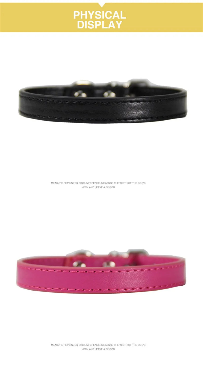PU Leather Pet Collar for Cats & Dogs Adjustable Outdoor Walking Neck Collar Comfortable Non-restrictive Quick On & Off