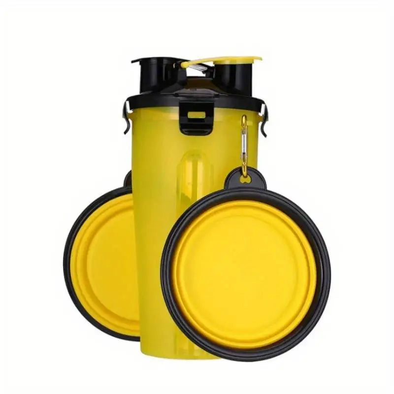 Pets Feeding Kits Portable 2 In 1 Pet Water Bottle with Food Container Dog 2pcs Collapsible Feeder Bowls Outdoor Walking D0018A