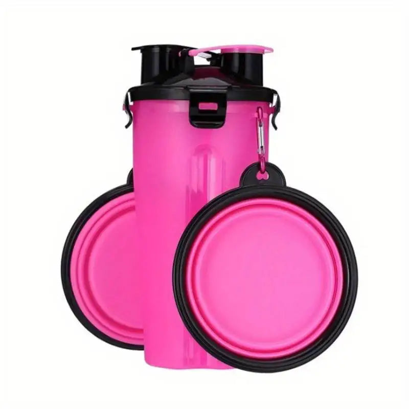 Pets Feeding Kits Portable 2 In 1 Pet Water Bottle with Food Container Dog 2pcs Collapsible Feeder Bowls Outdoor Walking D0018A
