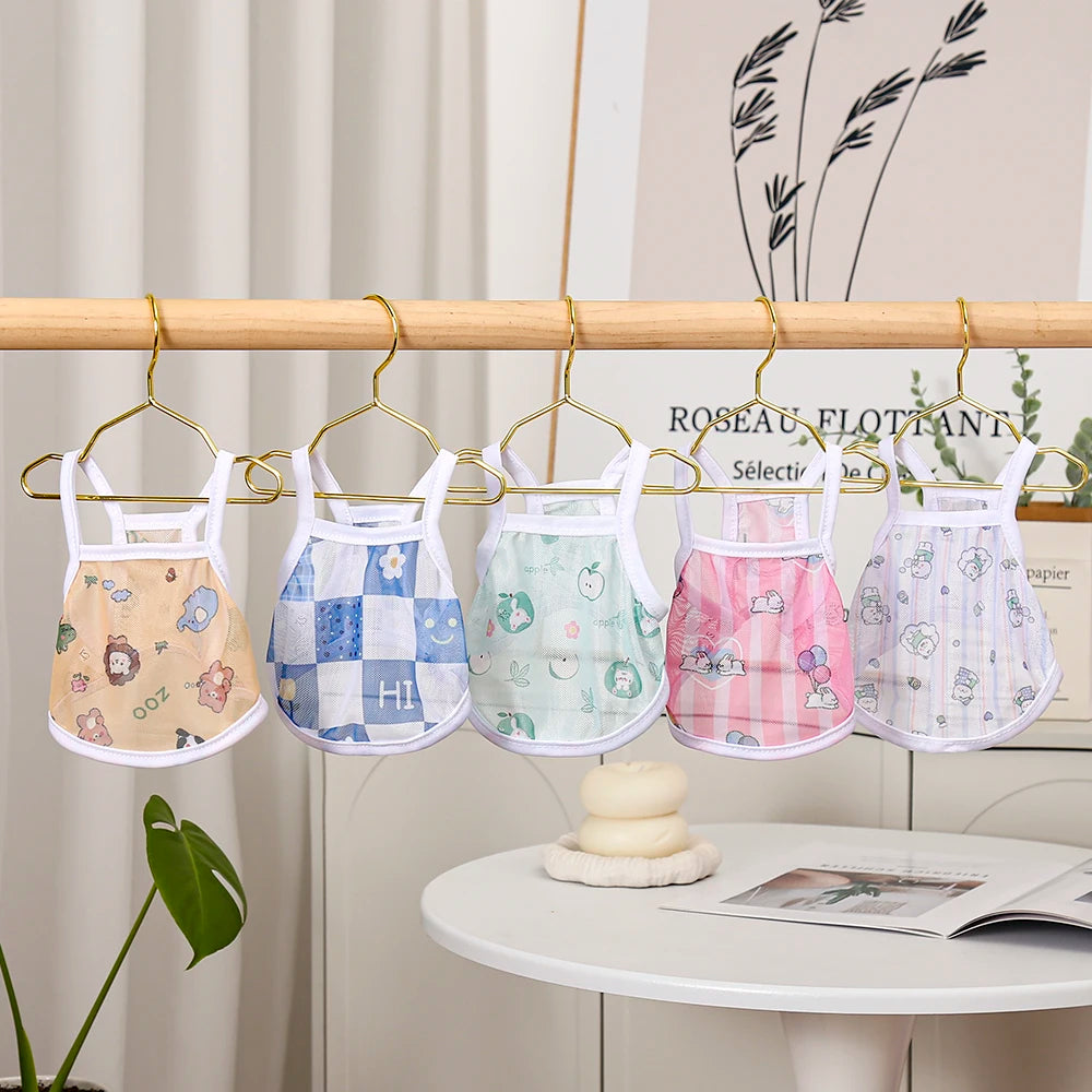 Pet clothing is fresh cute fashionable summer thin cat and dog clothing breathable mesh suspender and stylish vest