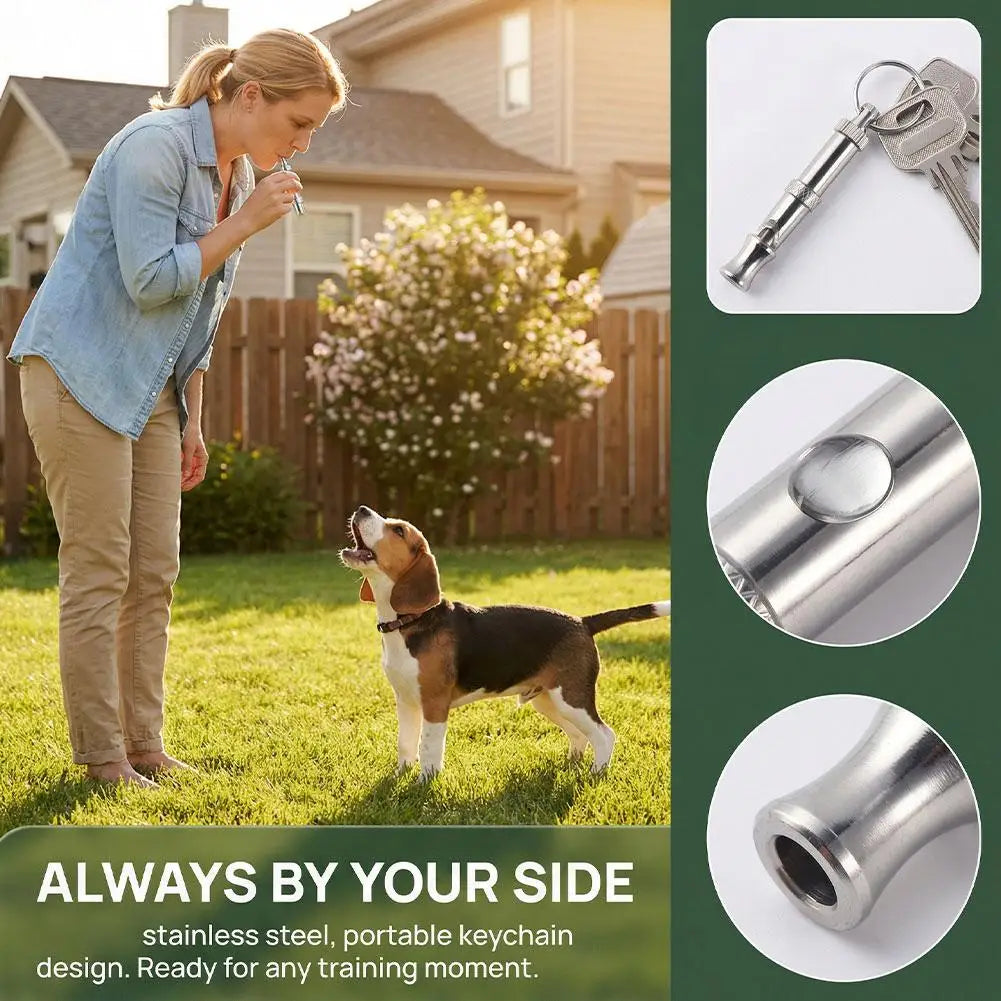 Dog Whistle Pet Training Whistle Stainless Steel Silver Portable Adjustable Ultrasonic Cat/Dog Behavior Training Aid Tool