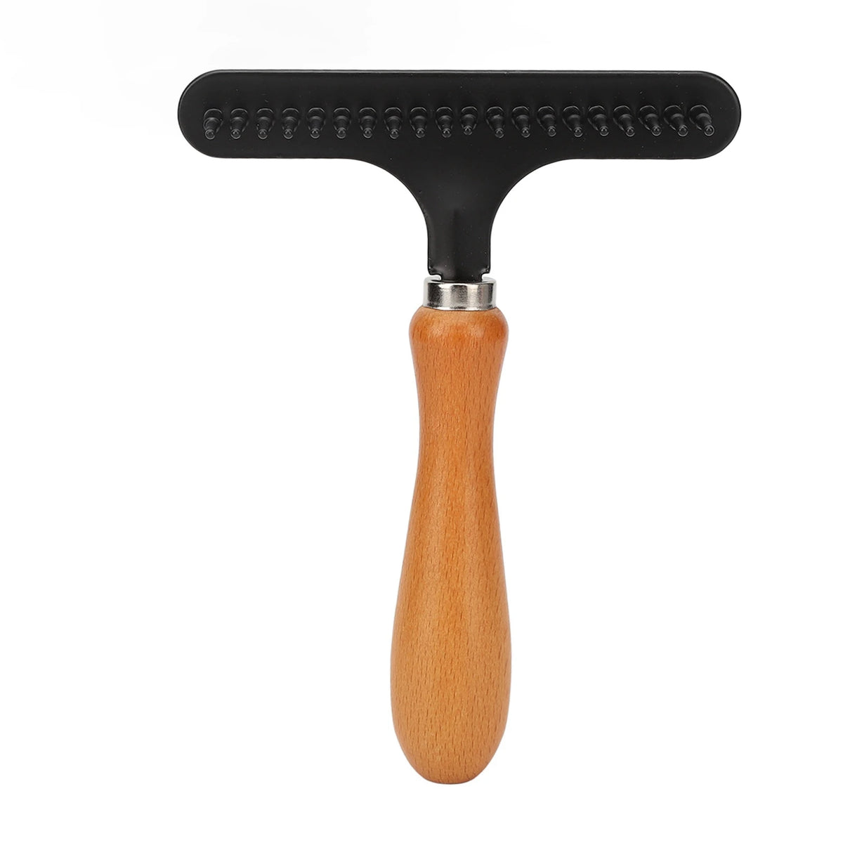 Pet Grooming Brush Pet Brush Handheld Cat Grooming Rake Wooden Handle Pet Hair Deshedding Detangling Brush for Cats Dogs