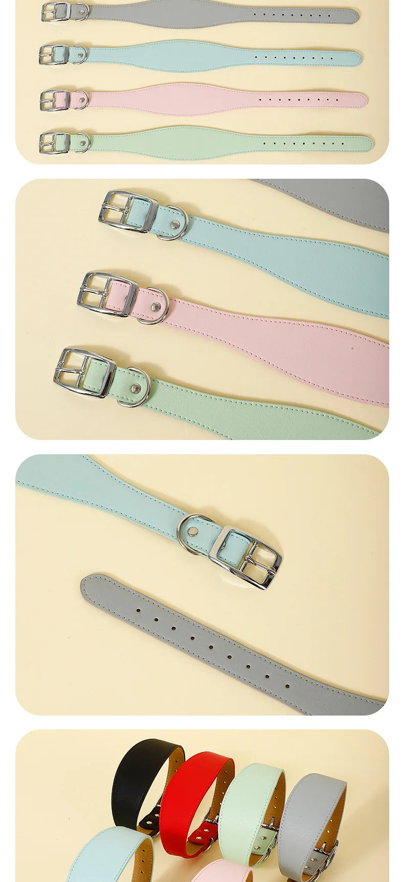 Wide Leather Dog Collar for Small Medium Large Dogs, Greyhound Deerhound Lurcher Whippet Dachshund Collar Pet Accessories