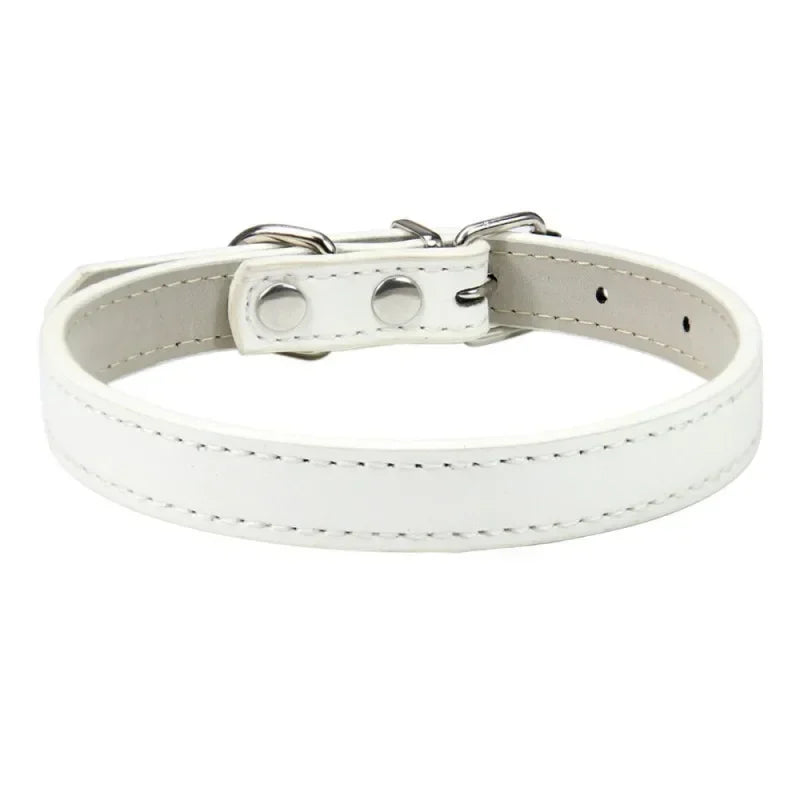 PU Leather Pet Collar for Cats & Dogs Adjustable Outdoor Walking Neck Collar Comfortable Non-restrictive Quick On & Off