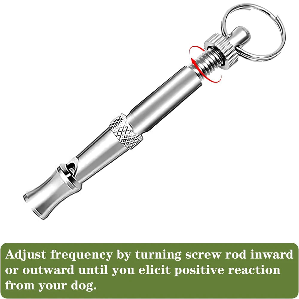 Dog Whistle Pet Training Whistle Stainless Steel Silver Portable Adjustable Ultrasonic Cat/Dog Behavior Training Aid Tool