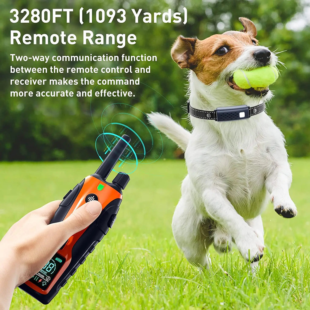 3280FT Pet Dog Training Shock Collar 3 Training Modes Beep Vibration Shock Flash Light Safety at Night Dual Battery Display