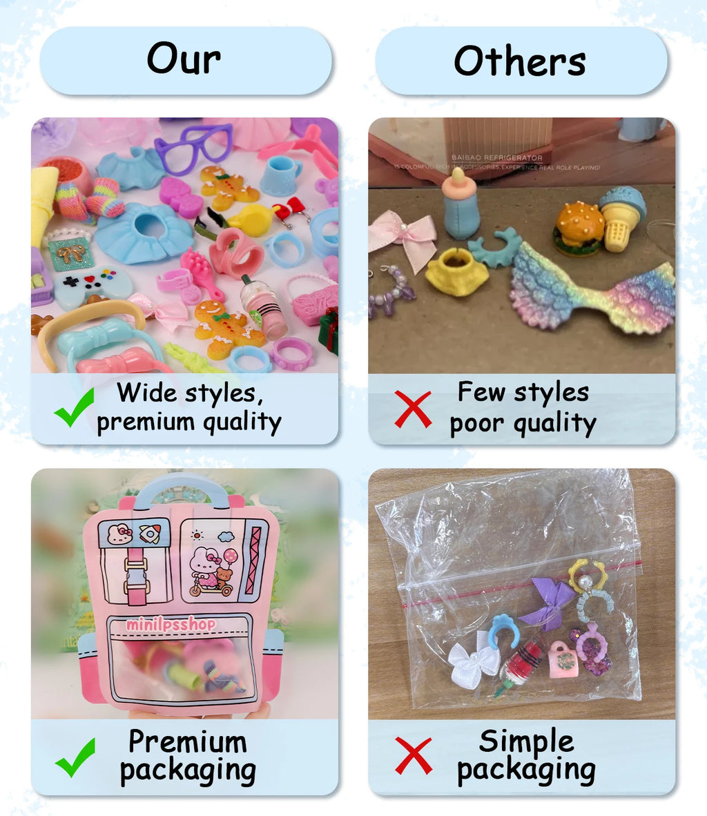 15 Pcs Minilpsshop Pet Shop Accessories Random Clothes Outfit Necklace Collars Bone Hat Scarf For Cat's and Dog's for LPS