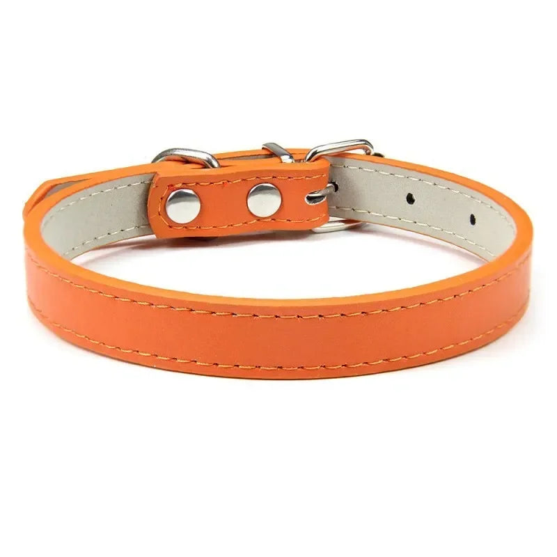 PU Leather Pet Collar for Cats & Dogs Adjustable Outdoor Walking Neck Collar Comfortable Non-restrictive Quick On & Off