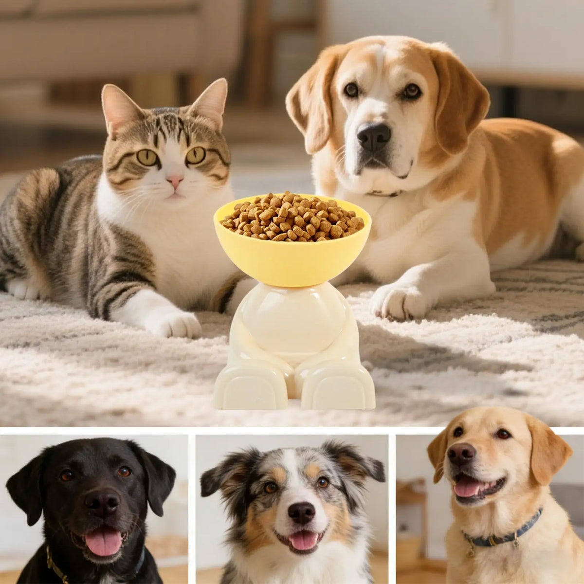 Cat Feeding Bowls Dog Food Bowl Raised Food Feeding Dish for Pet Non-Slip Pet Feeder for Kitchen Vacation Apartment Indoor