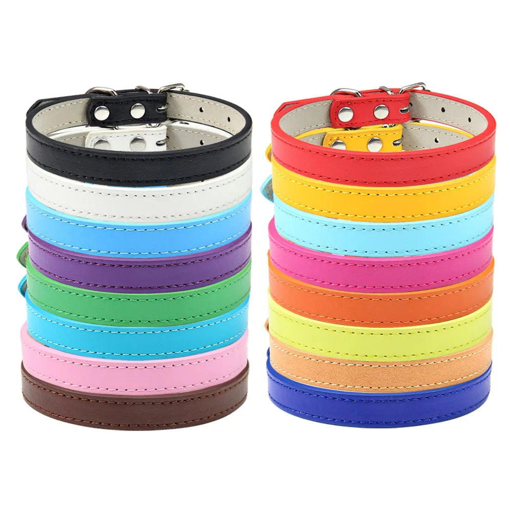 PU Leather Pet Collar for Cats & Dogs Adjustable Outdoor Walking Neck Collar Comfortable Non-restrictive Quick On & Off