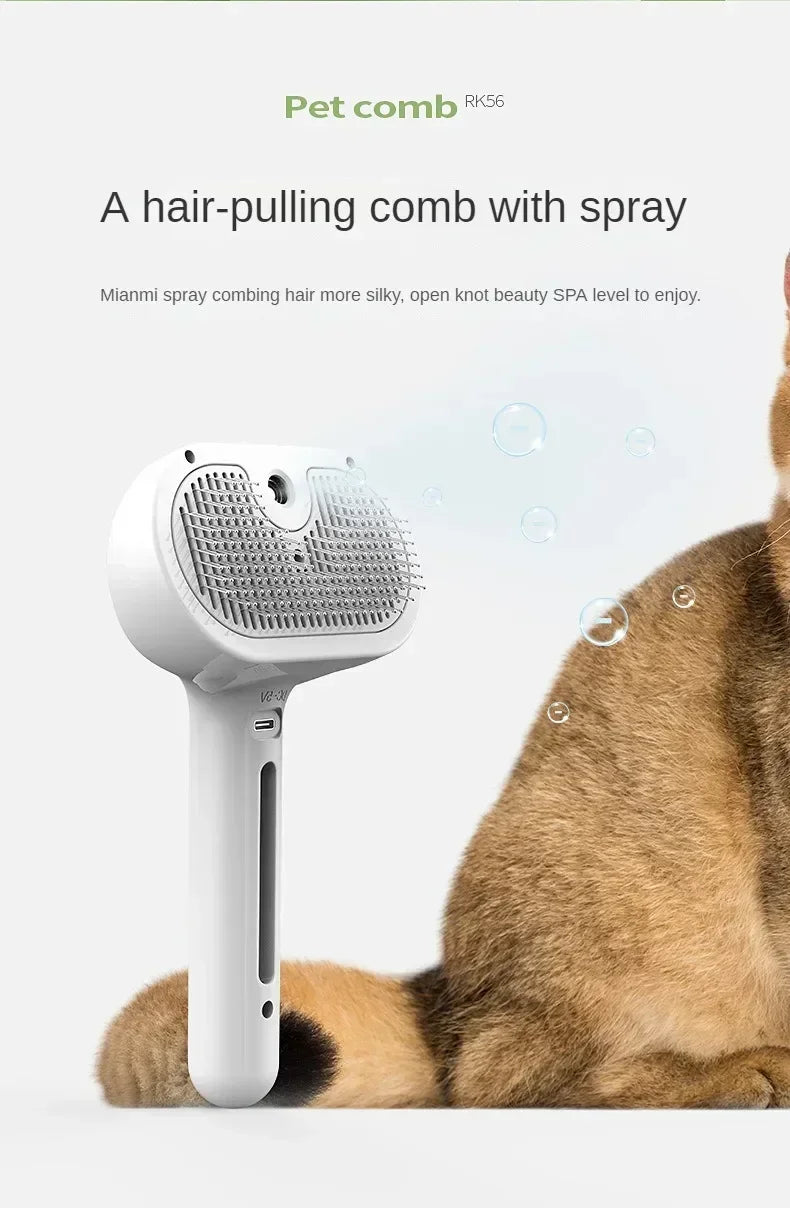 Multifunctional Pet Grooming Tool Combines Steam Spray Floating Hair Removal and Styling for Cats and Dogs All in One Device