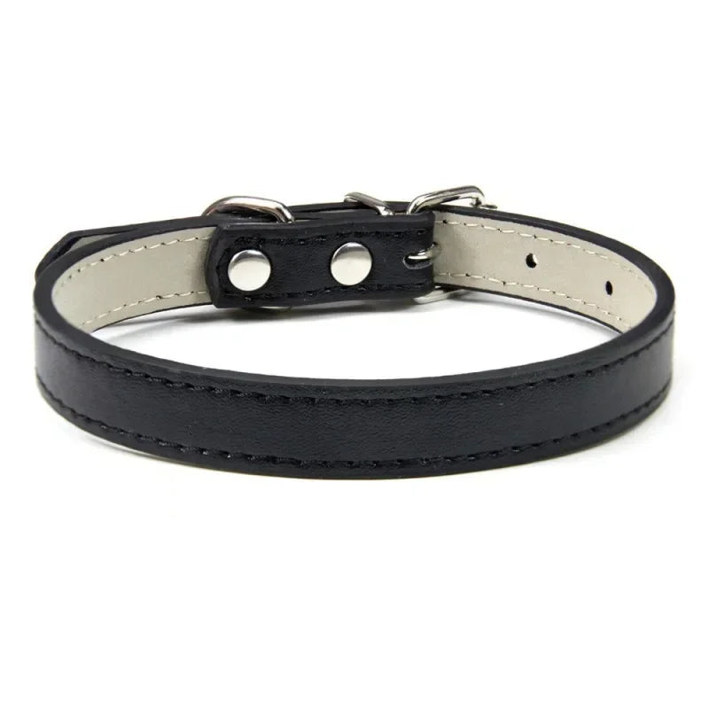 PU Leather Pet Collar for Cats & Dogs Adjustable Outdoor Walking Neck Collar Comfortable Non-restrictive Quick On & Off