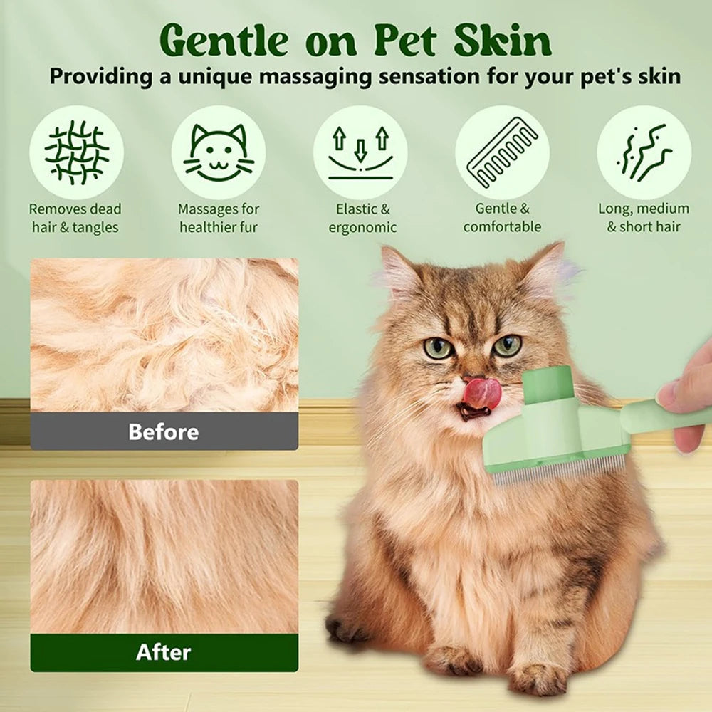 1PC Pet Grooming Tool De-Shedding Brush with Long & Short Stainless Steel Teeth for Pet Dogs Cats Comb Removing Loose Hair Fleas