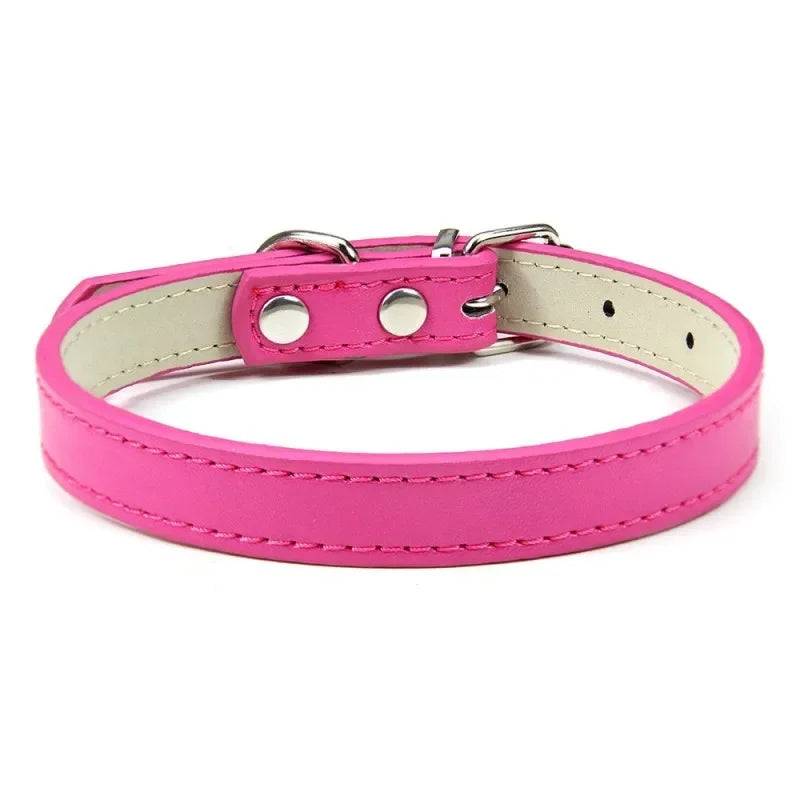 PU Leather Pet Collar for Cats & Dogs Adjustable Outdoor Walking Neck Collar Comfortable Non-restrictive Quick On & Off