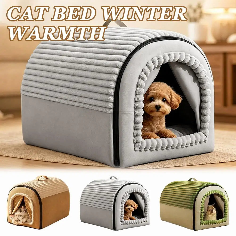 Pet Bed House Cushion Suitable for Small Medium Large Pets Foldable Pet House Removable Washable Cat Bed Indoor Warm Doghouse ﻿