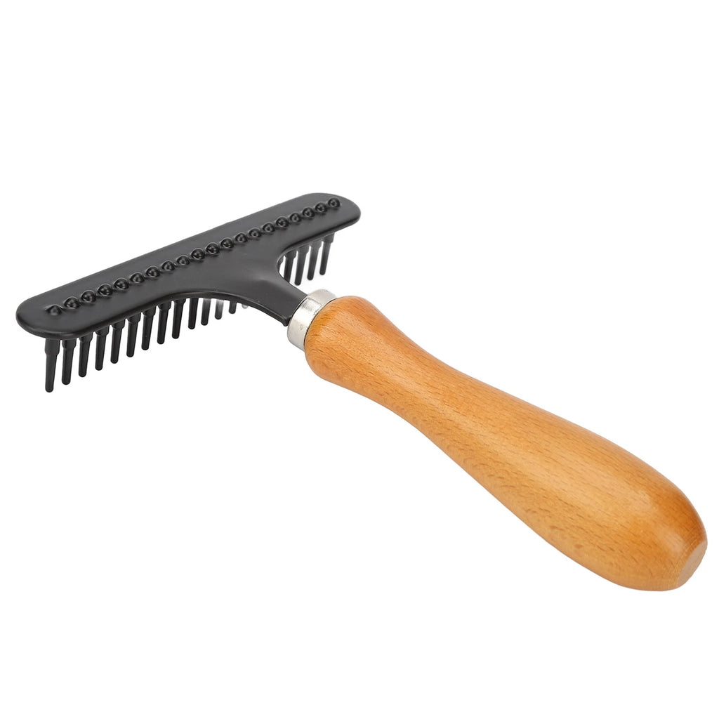 Pet Grooming Brush Pet Brush Handheld Cat Grooming Rake Wooden Handle Pet Hair Deshedding Detangling Brush for Cats Dogs