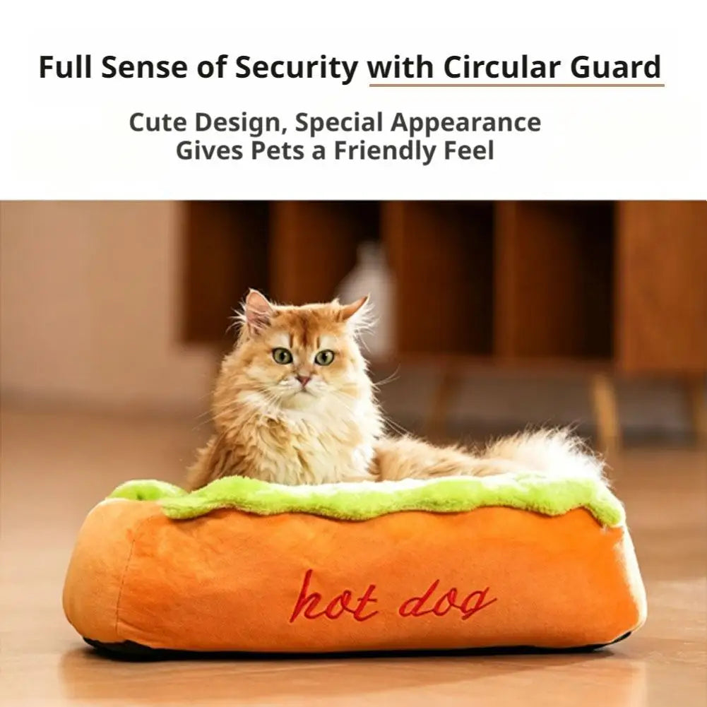 Pet Bed Hot Dog Shaped Dog Lounger Cat Sleeping Cushion Soft Fiber Puppy Warm House Removable Washable Beds for Cats Dogs