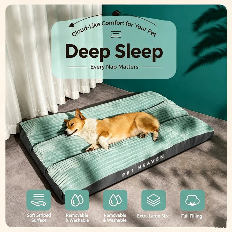 Dog Bed for Sleeping, Four‑Season Universal Pet Mat with Removable Washable Cover, Bite‑Resistant Cat Bed Cushion, Self‑Play Int