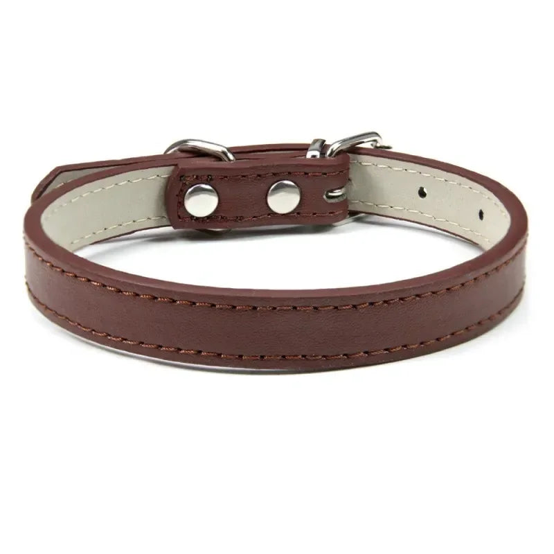 PU Leather Pet Collar for Cats & Dogs Adjustable Outdoor Walking Neck Collar Comfortable Non-restrictive Quick On & Off