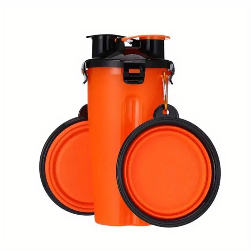 Pets Feeding Kits Portable 2 In 1 Pet Water Bottle with Food Container Dog 2pcs Collapsible Feeder Bowls Outdoor Walking D0018A