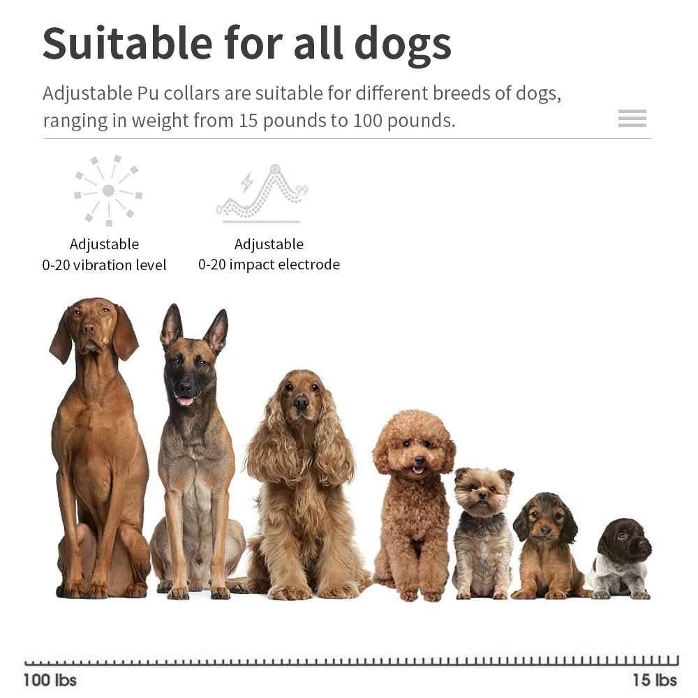 Pet Dog Training Collars Auto Anti-Bark Collar USB Rechargeable 7 Intensities Safety Static Shock Humane Sound Sensor