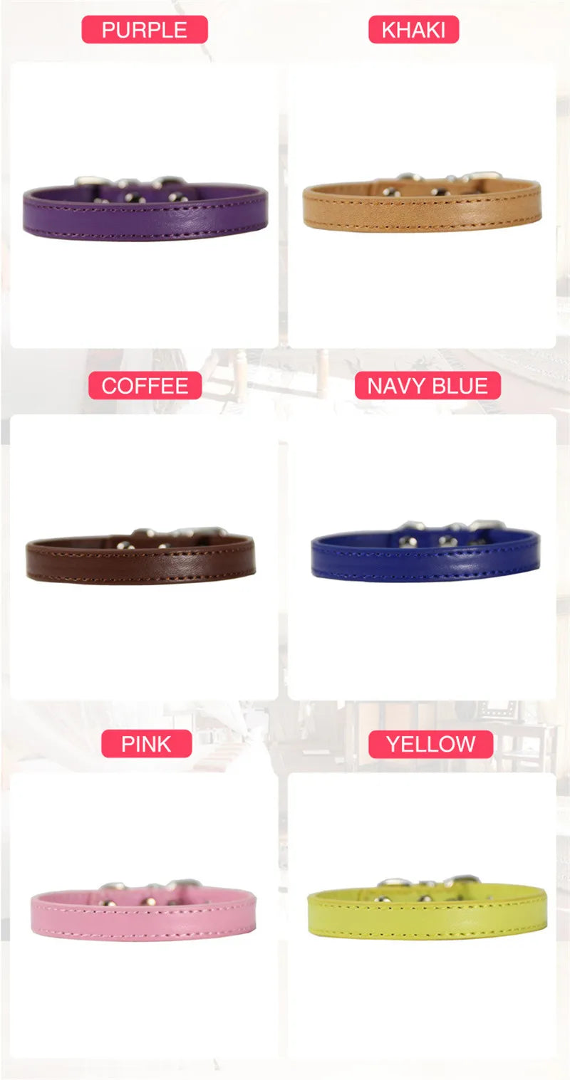 PU Leather Pet Collar for Cats & Dogs Adjustable Outdoor Walking Neck Collar Comfortable Non-restrictive Quick On & Off