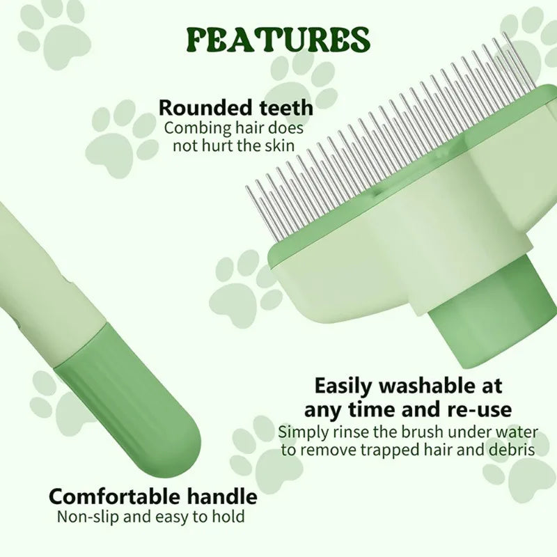 1PC Pet Grooming Tool De-Shedding Brush with Long & Short Stainless Steel Teeth for Pet Dogs Cats Comb Removing Loose Hair Fleas