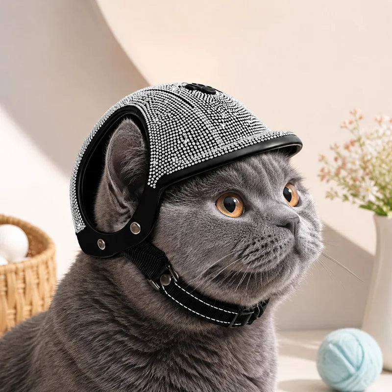 Pet Safety Helmet for Dogs Cats, Hard‑Shell Small Pet Riding Helmet, Protective Cap for Bicycle Motorcycle Outdoor Travel, Comfo