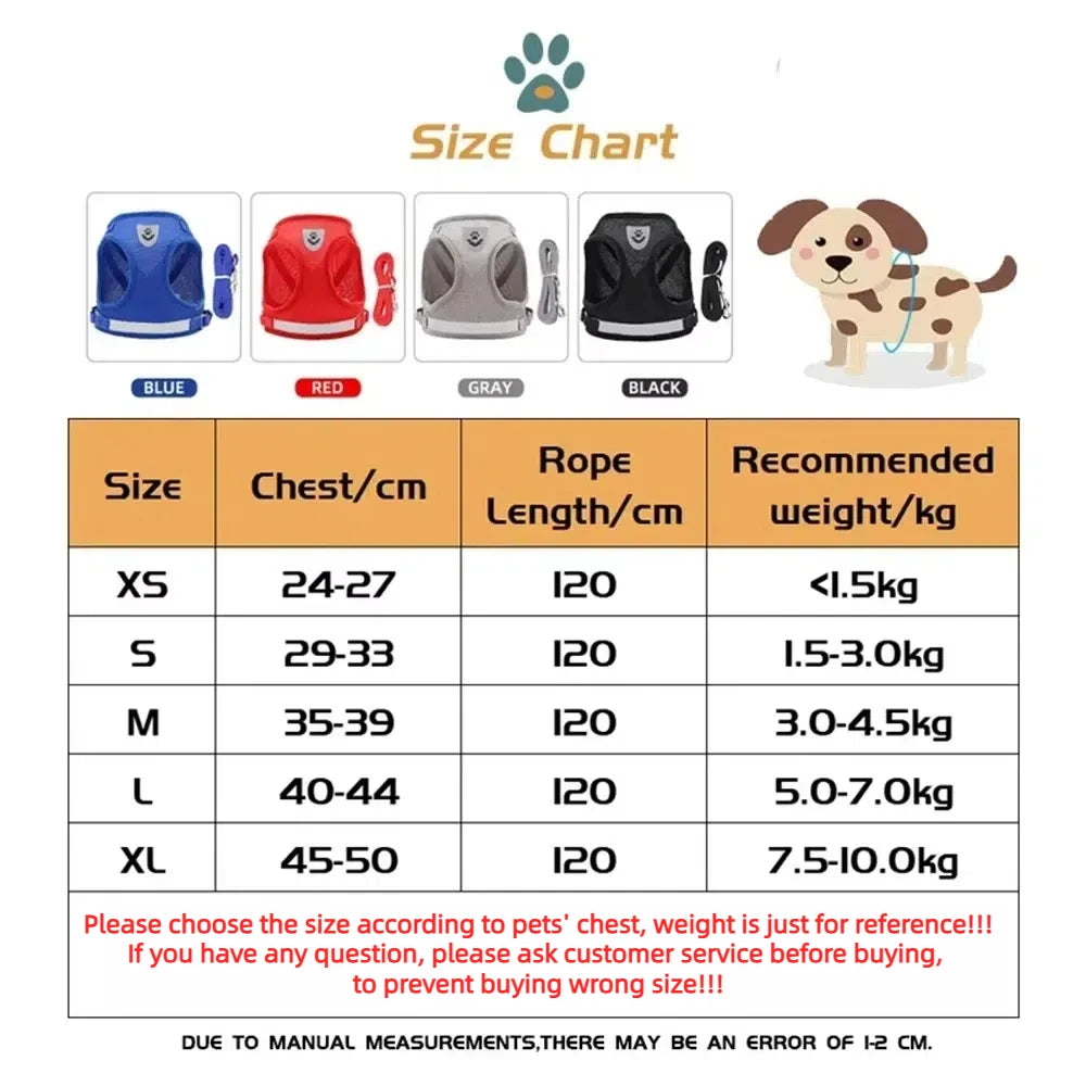 Pet Cat Leash Set, Adjustable Reflective Anti-Escape Pet Harness Vest, Small Dog Collar, Puppy Cat Pet Supplies