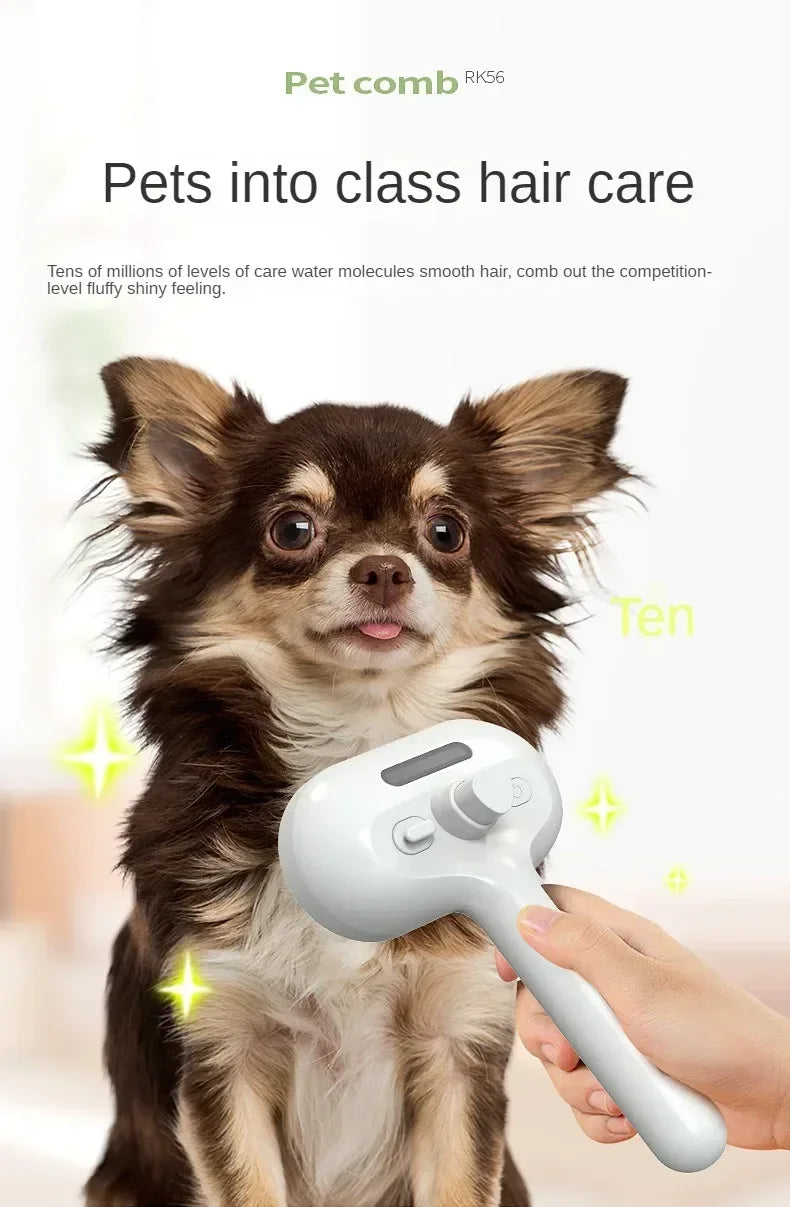 Multifunctional Pet Grooming Tool Combines Steam Spray Floating Hair Removal and Styling for Cats and Dogs All in One Device